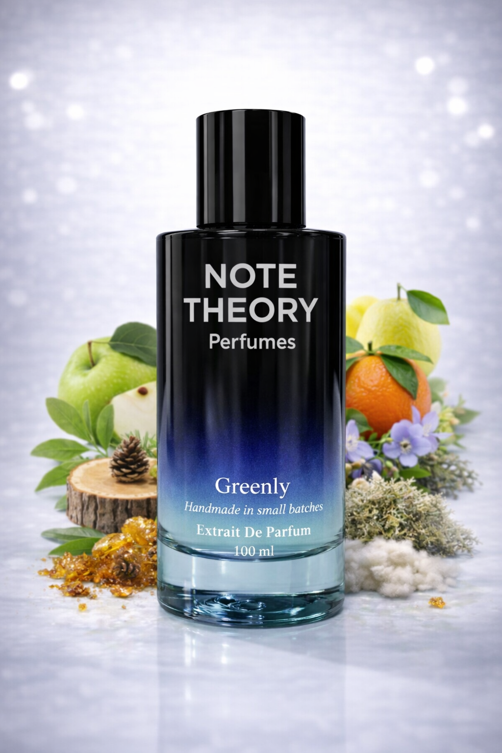 Note Theory Greenly Perfume bottle with fresh green citrus character
