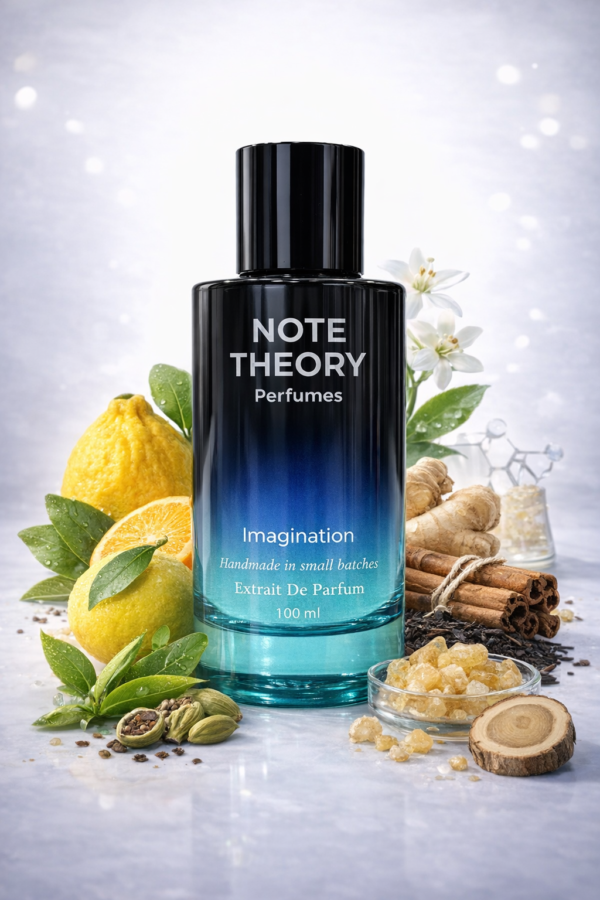 Note Theory Imagination Perfume bottle with fresh citrus aromatic character