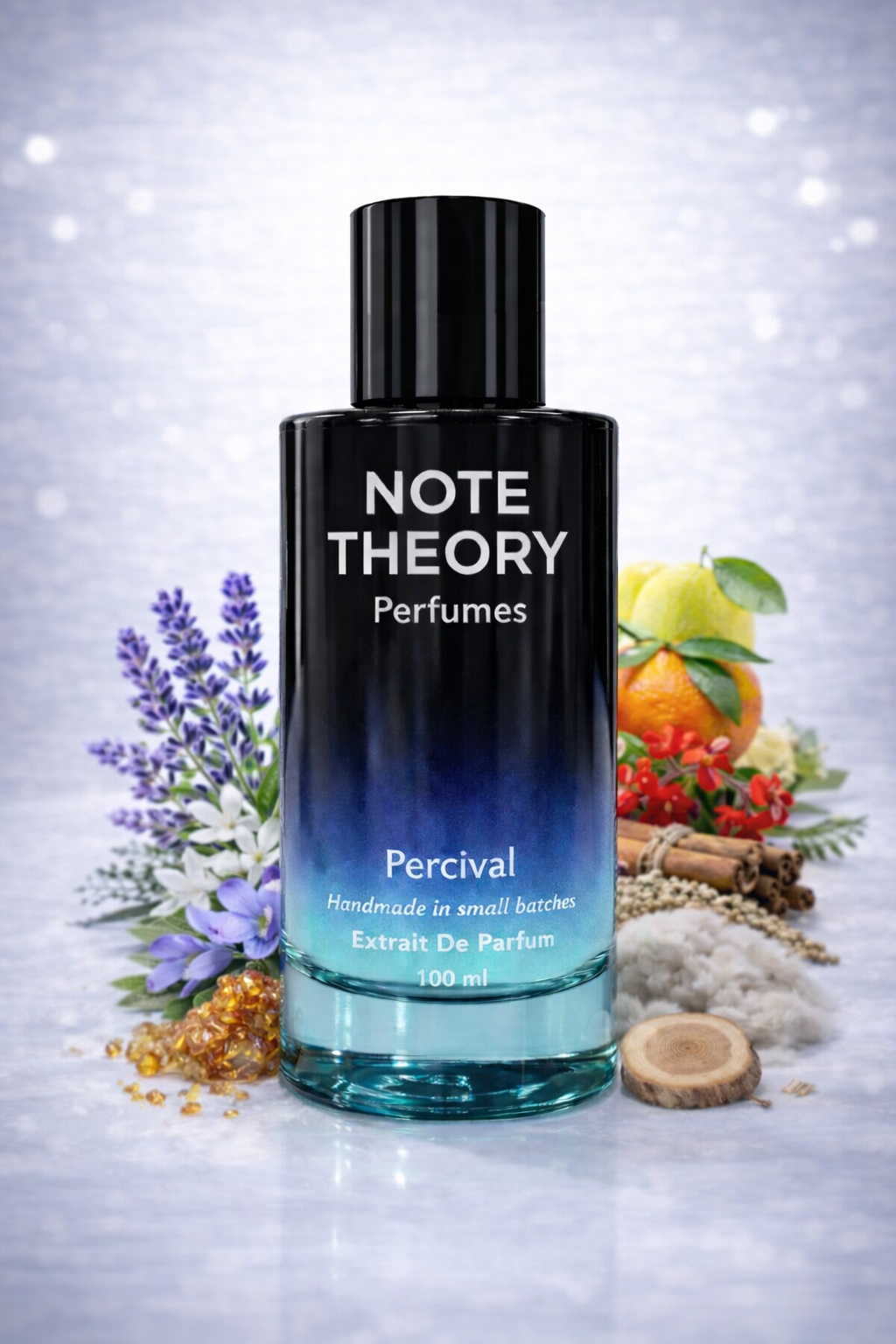 Note Theory Percival Perfume bottle with fresh aromatic and woody character
