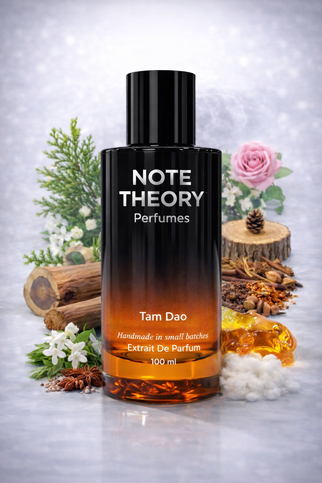Note Theory Tam Dao Perfume bottle with creamy woody and sandalwood character